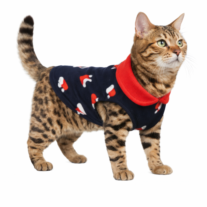 Осеннее-весенний жилет для котов и кошек с кольцом "Рисунок 2", черный, размер XL