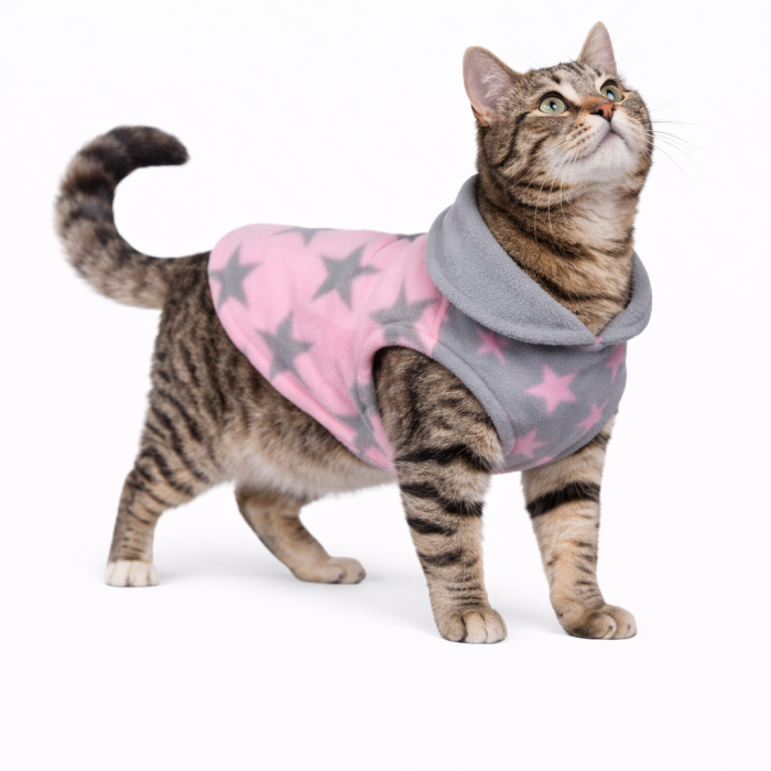 Осеннее-весенний жилет для котов и кошек с кольцом "Рисунок", звезды, размер XL