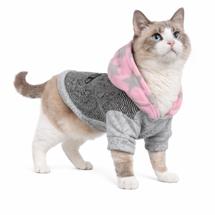 Тепле флісове худі для котів та кішок "Я люблю матусю", сіре, розмір L