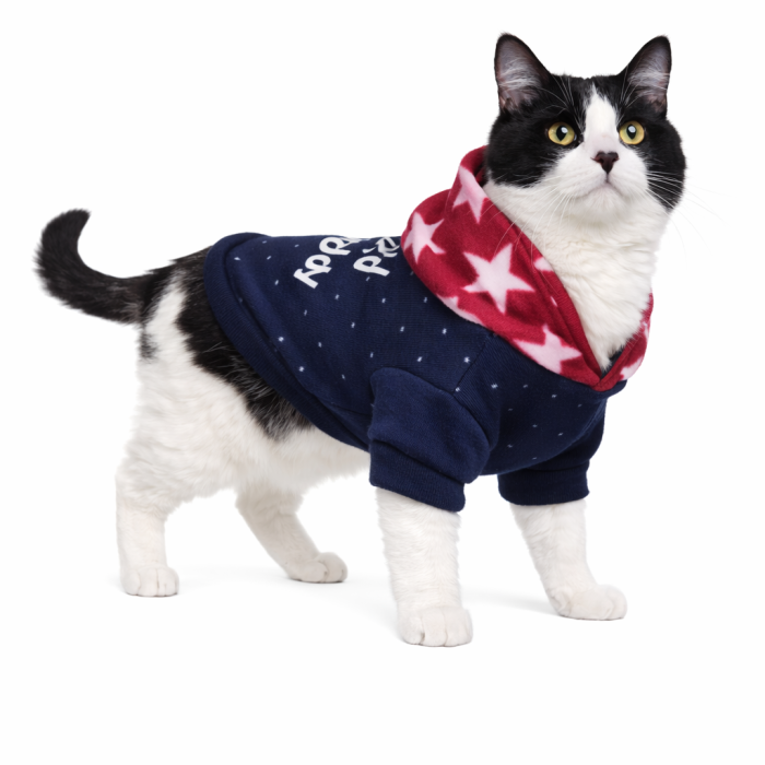 Тепле флісове худі для котів та кішок "Я люблю татка", синє, розмір M