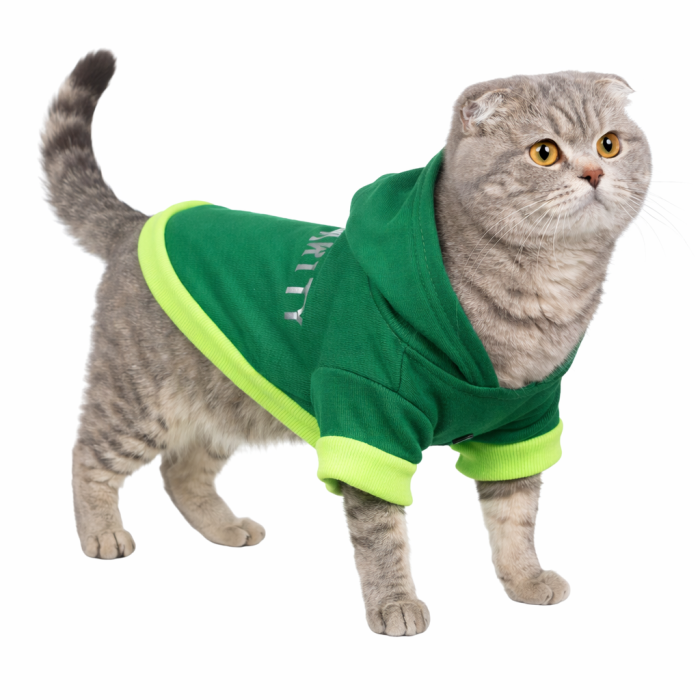 Осіннє весняне тонке худі для котів та кішок "Security", зелене, розмір XL