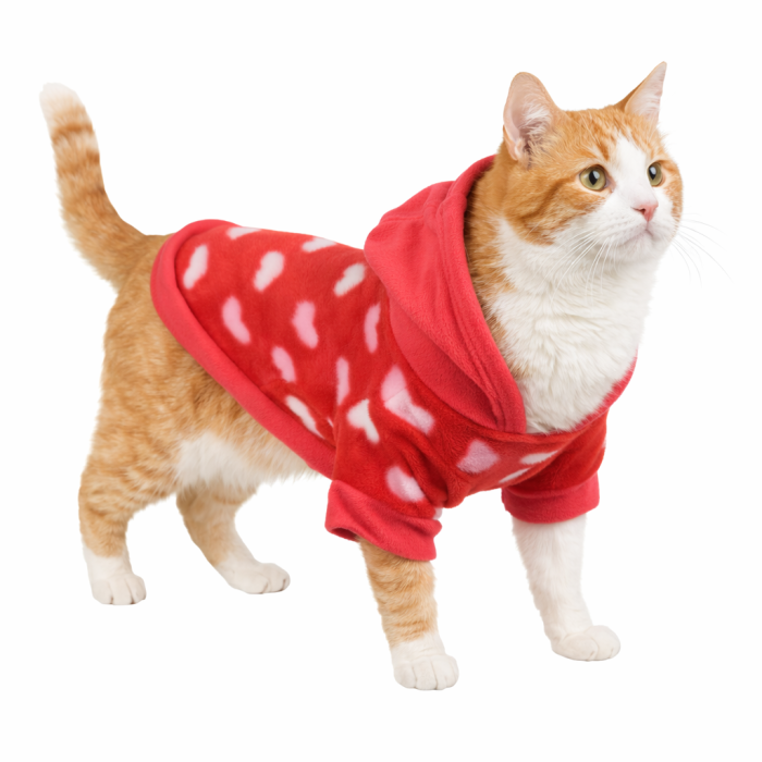Осіннє весняне тонке худі для котів та кішок "Серце", рожеве, розмір L