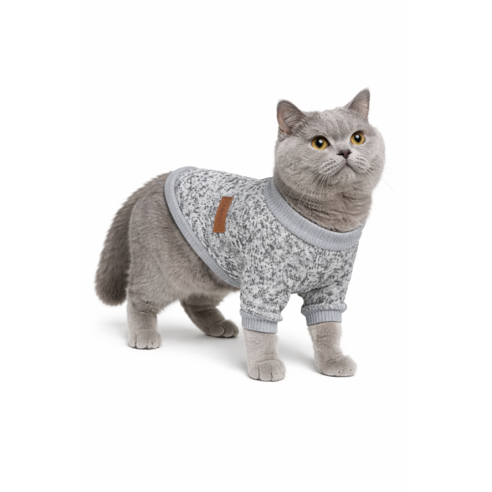 Осеннее-весенний джемпер для котов и кошек "Classic", серый, размер L