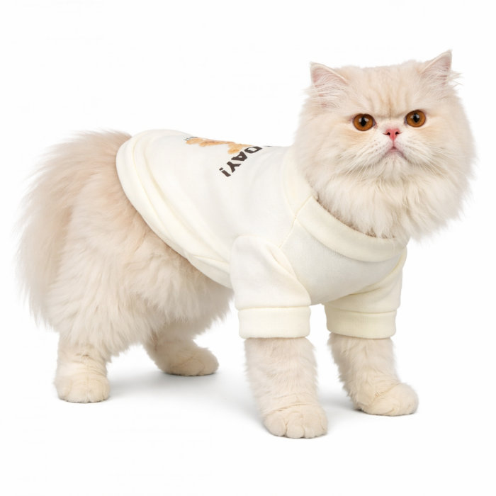 Демісезонний кроп-світшот для котів та кішок "Good Day", білий, розмір M