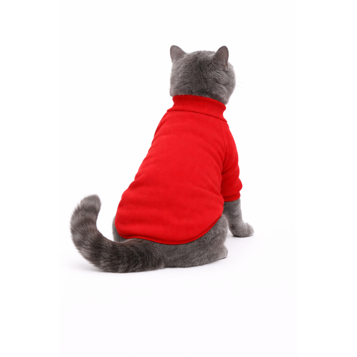 Осінньо-весняний пуловер для котів та кішок "Однотон", червоний, розмір L