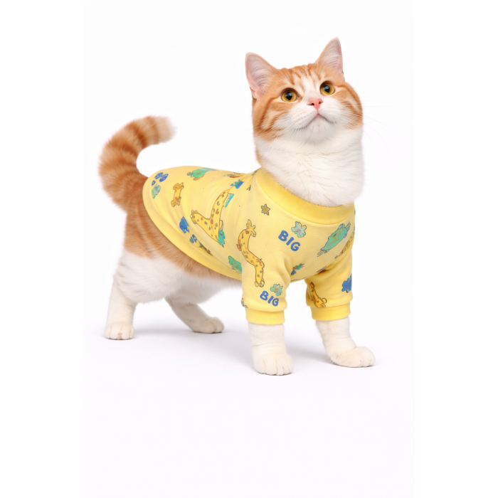 Осінньо-весняний пуловер для котів та кішок "Зоопарк", жовтий, розмір 2XL