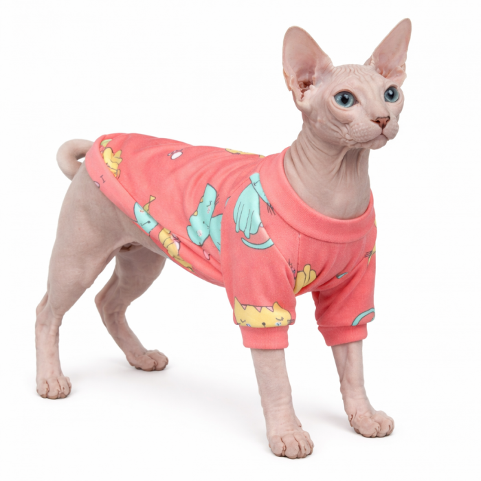 Осінньо-весняний пуловер для котів та кішок "Кошенята", рожевий, розмір L