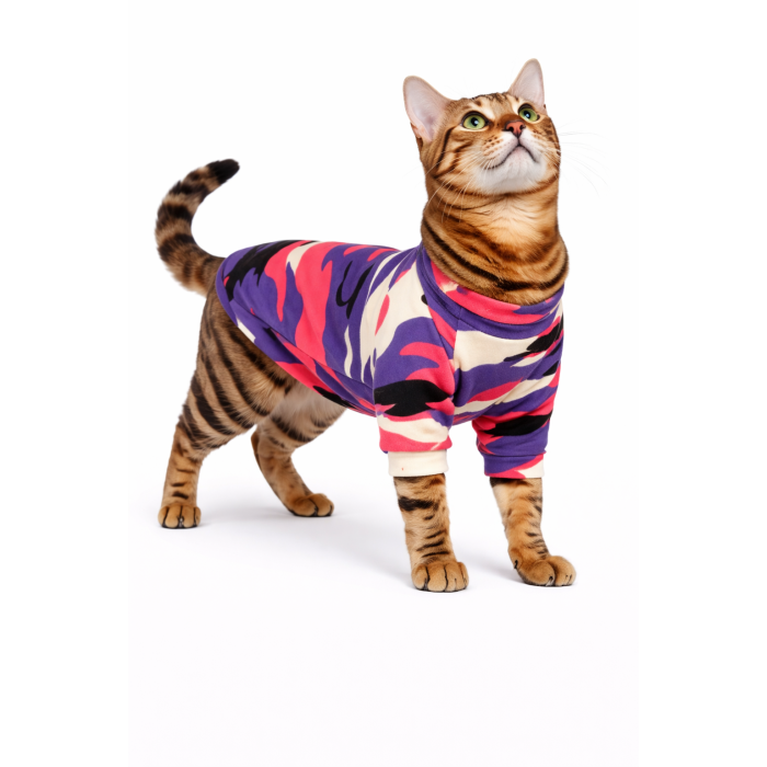 Осінньо-весняний пуловер для котів та кішок "Хакі", різнокольоровий, розмір S