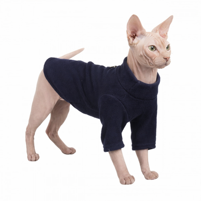 Демисезонная кофта для котов и кошек с кольцом для поводка, синяя, размер 2XL