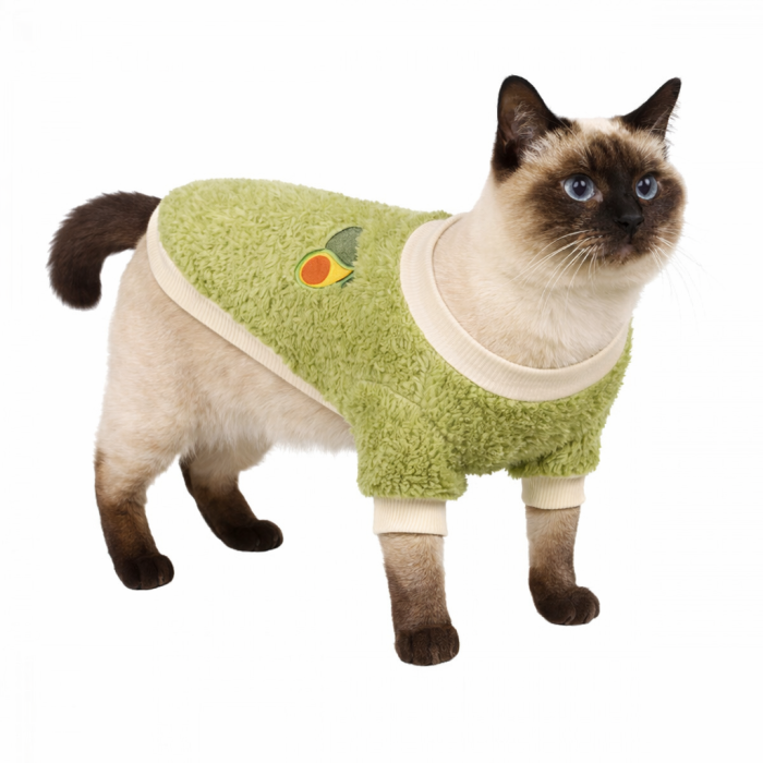 Осінньо-весняний махровий светр для котів та кішок "Авокадо", зелений, розмір XL