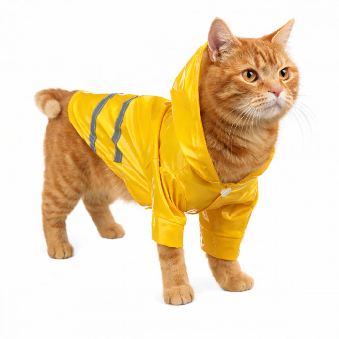 Осінньо-весняний комбінезон, дощовик для котів та кішок "Rain", жовтий, розмір L