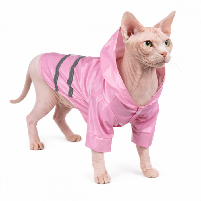 Осеннее-весенний комбинезон, дождевик для котов и кошек "Rain", розовый, размер L