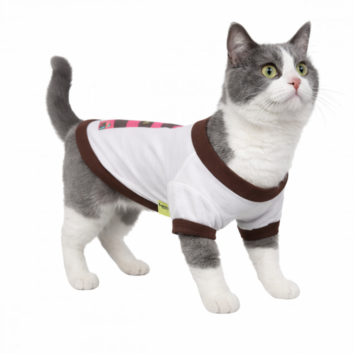 Летняя футболка для котов и кошек "Галстук", белая, размер S