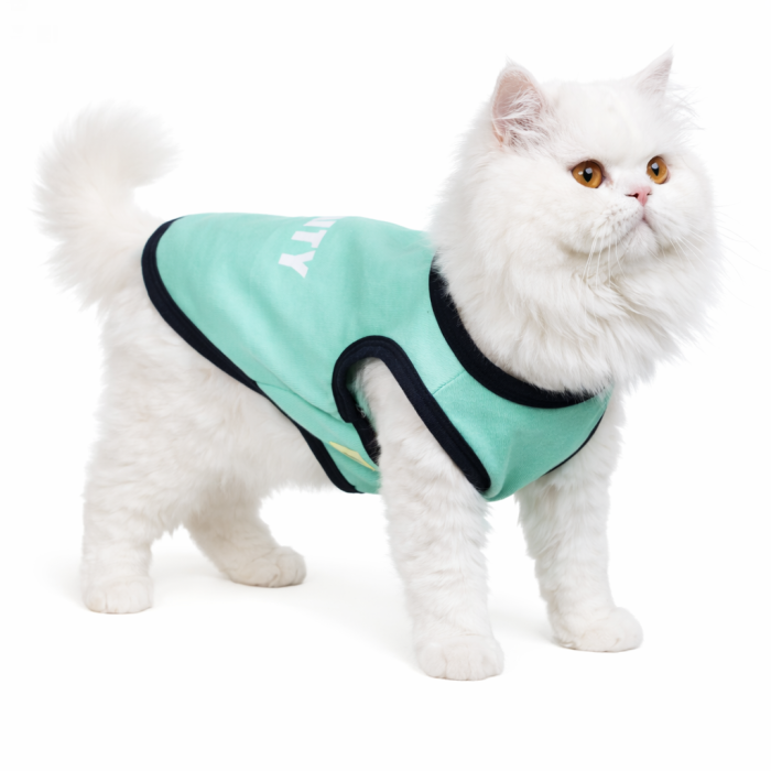 Теплая майка на флисе для котов и кошек "Security", голубая, размер L