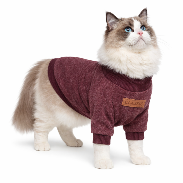 Осінньо-весняний джемпер для котів та кішок "Classic", вишневий, розмір M