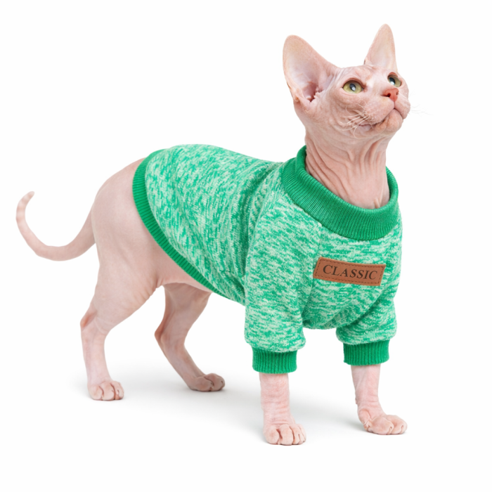 Осінньо-весняний джемпер для котів та кішок "Classic", салатовий, розмір S