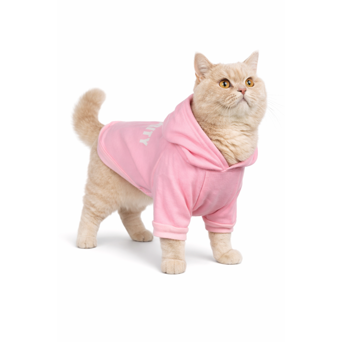 Осінньо-весняне худі для котів та кішок "Security" з капюшоном, рожеве, розмір S
