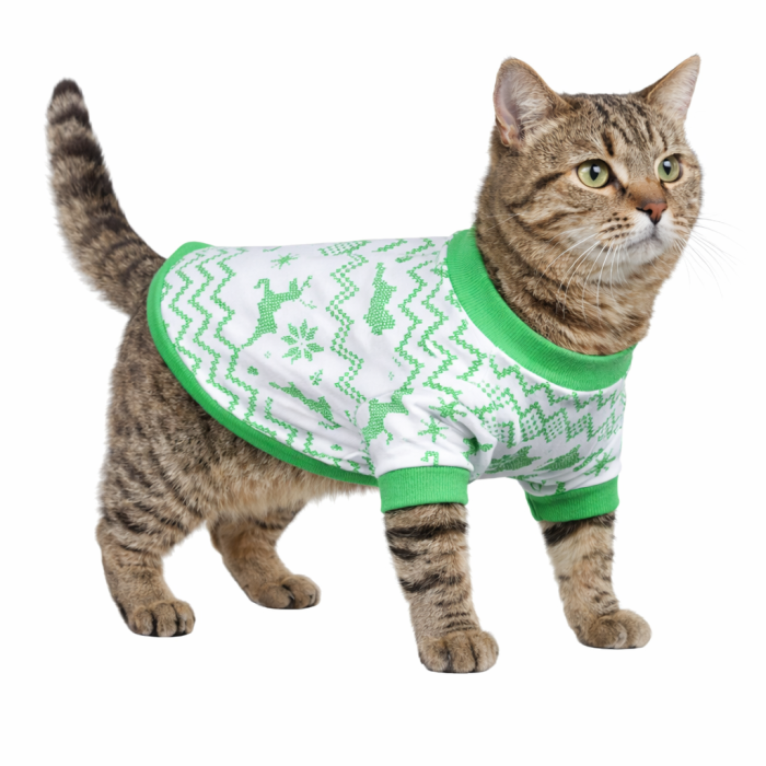 Демісезонний світшот для котів та кішок "Візерунок", зелений, розмір M