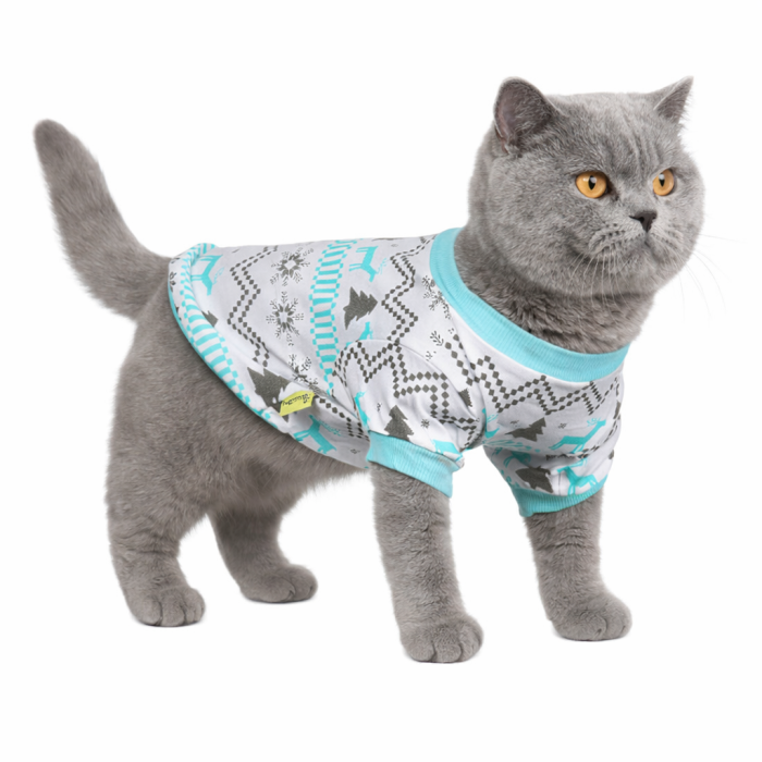 Демісезонний світшот для котів та кішок "Візерунок", блакитний, розмір S