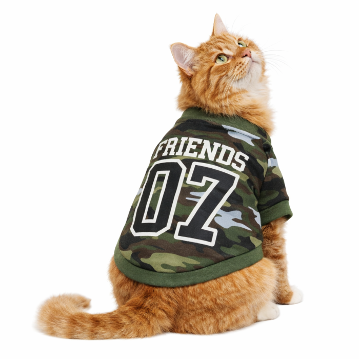 Літня футболка для котів та кішок "Тактика", зелена, розмір S