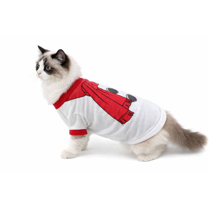 Праздничная майка для котов и кошек "Снеговик", белая, размер L