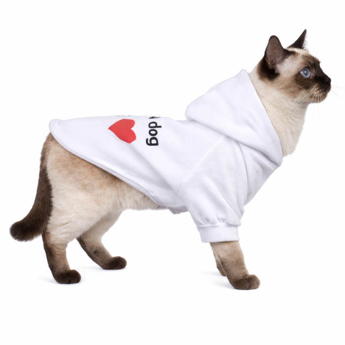 Осінньо-весняне худі для котів та кішок "Big Love", білий, розмір M