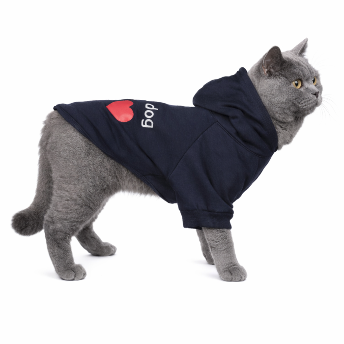 Осінньо-весняне худі для котів та кішок "Big Love", синє, розмір S
