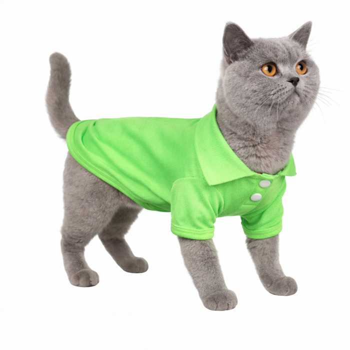 Літня футболка для котів та кішок "Поло", зелена, розмір S