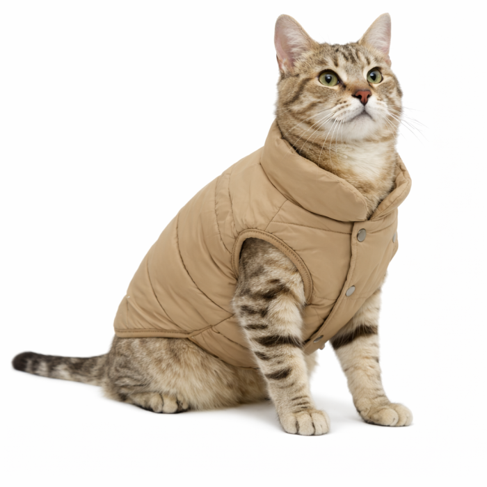 Зимова тепла жилетка для котів та кішок на синтепоні "Vest", коричнева, розмір L