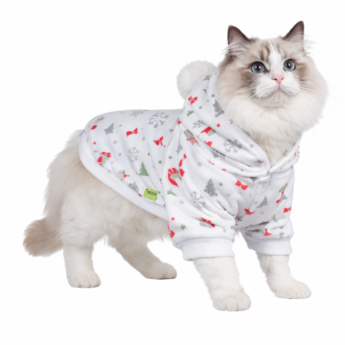 Тепле зимове новорічне худі для котів та кішок "Олень", біле, розмір M