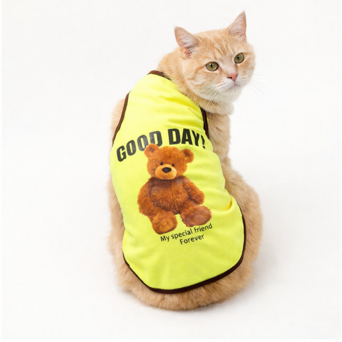 Летняя майка для котов и кошек "Good Day", желтая, размер M