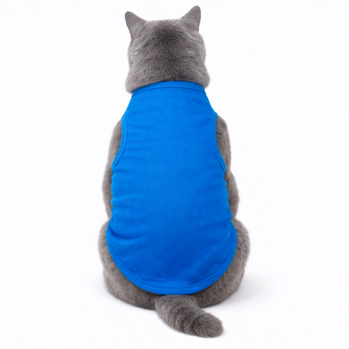 Летняя тонкая сетчатая майка для котов и кошек "Однотон", голубая, размер XL