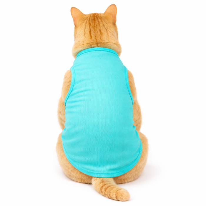 Літня тонка сітчаста майка для котів та кішок "Однотон", зелена, розмір 2XL