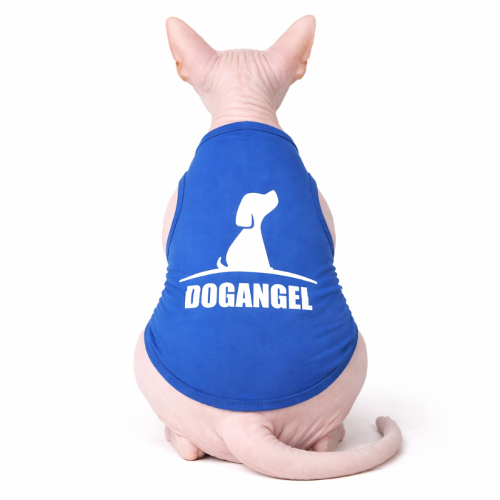 Летняя трикотажная майка для котов и кошек "Dog Angel", синяя, размер XL