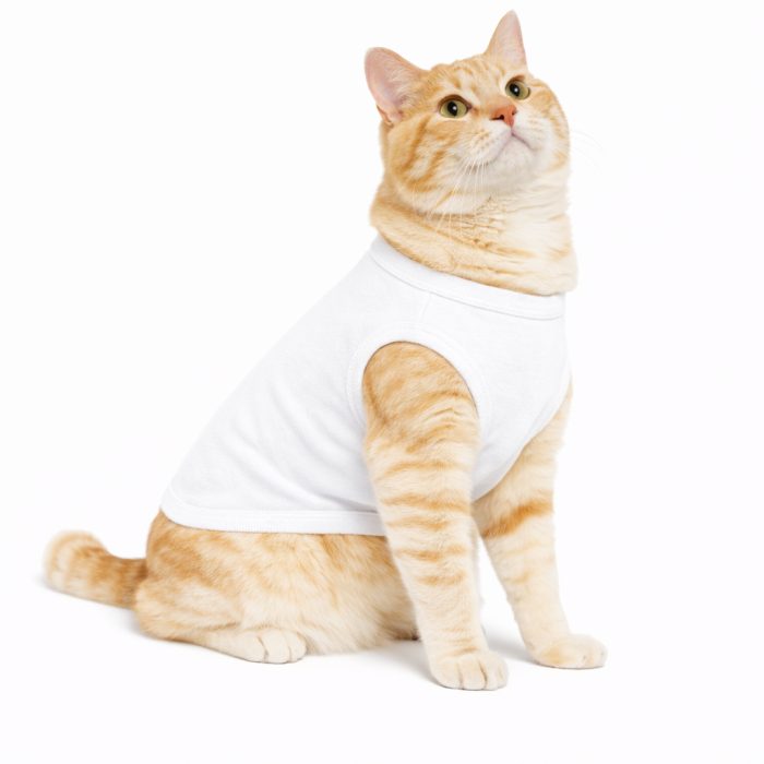 Літня трикотажна майка для котів та кішок "Однотон", біла, розмір 3XL