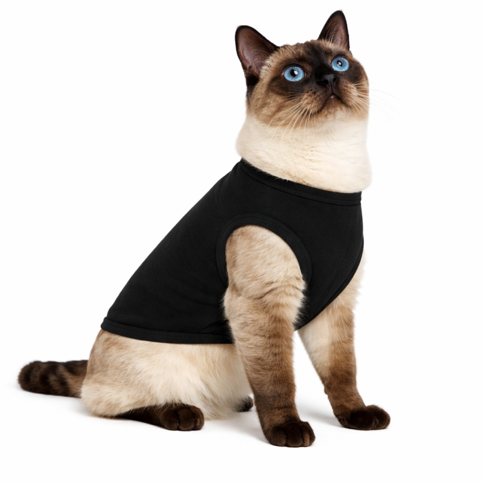 Летняя трикотажная майка для котов и кошек "Однотон", черная, размер 3XL