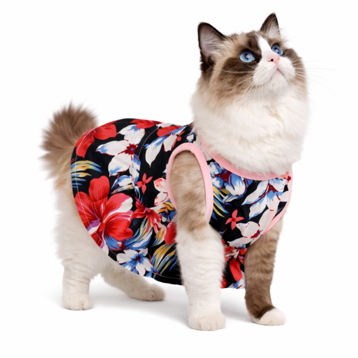 Летнее тонкая платье для котов и кошек "Цветок 2", разноцветное, размер L