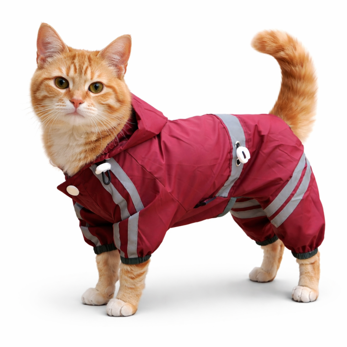 Демісезонний комбінезон дощовик для котів та кішок "Professional", червоний, розмір L