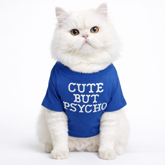 Літня трикотажна футболка для котів та кішок "Cut But", синя, розмір XL