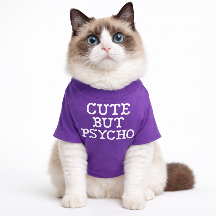 Літня трикотажна футболка для котів та кішок "Cut But", фіолетова, розмір L