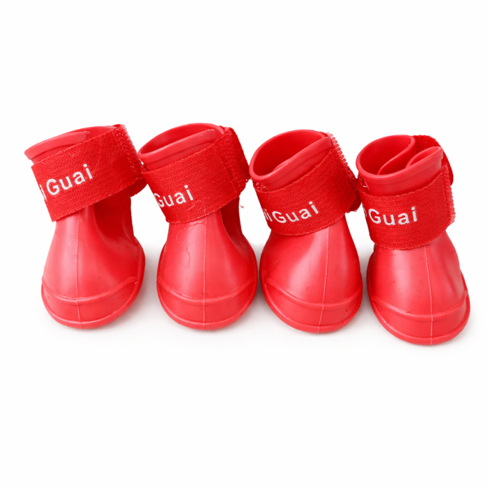 Демісезонні гумові чоботи для котів та кішок водонепроникні "Rain", червоні, розмір 5