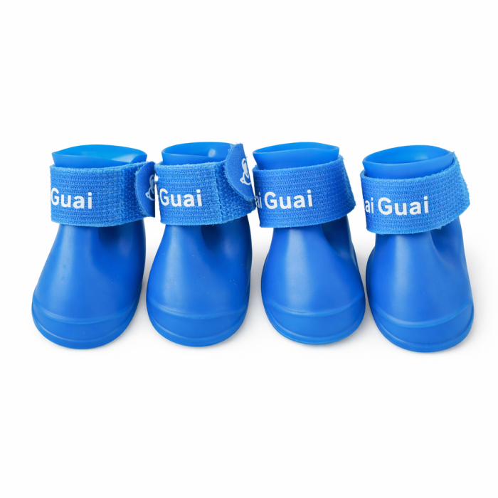 Демісезонні гумові чоботи для котів та кішок водонепроникні "Rain", сині, розмір 4