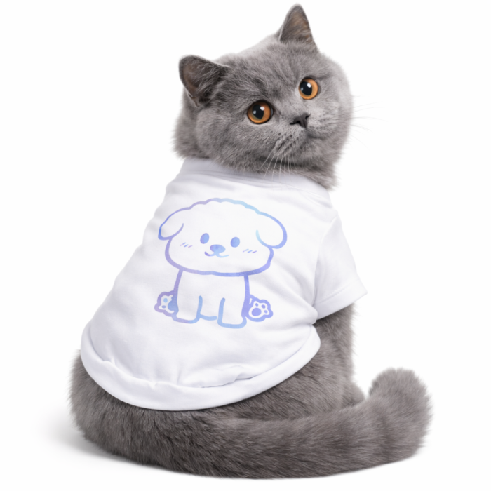 Летняя футболка для котов и кошек что светится в темноте "Girl", белая, размер S