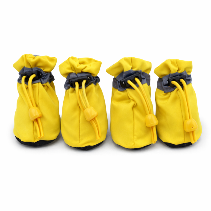 Комплект (4 шт) взуття, демісезонні черевики для котів та кішок "Мішечки", жовті, розмір 4