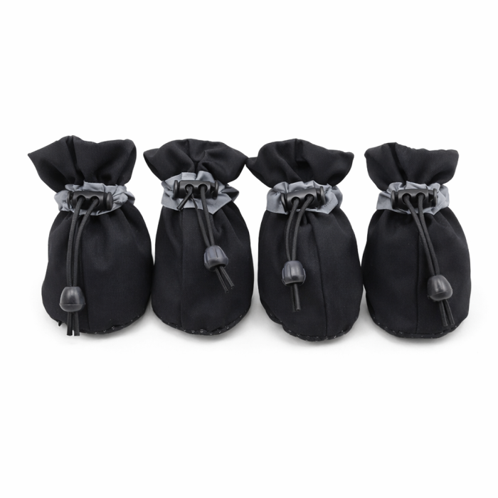 Комплект (4 шт) взуття, демісезонні черевики для котів та кішок "Мішечки", чорні, розмір 4