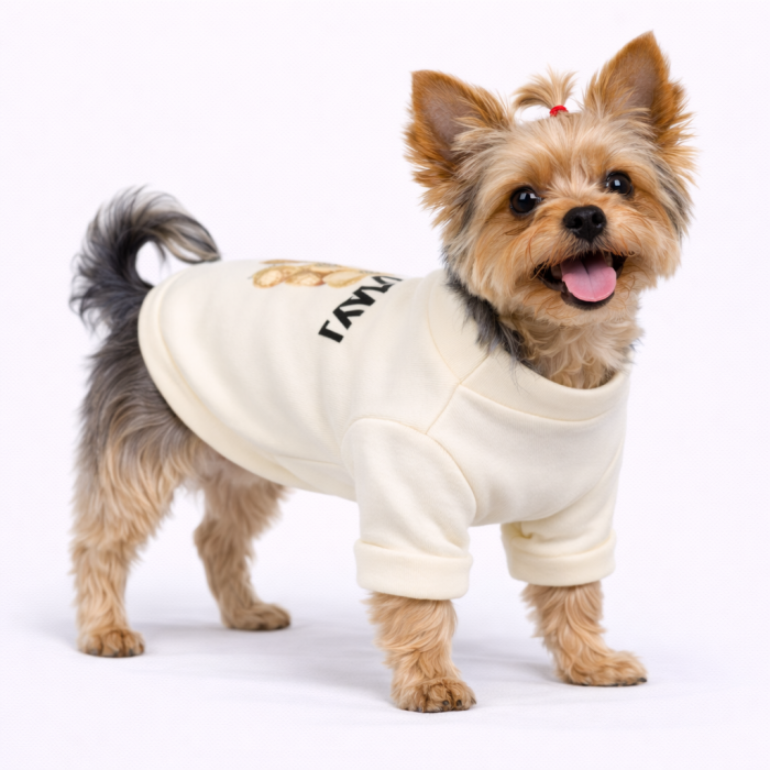 Демисезонный кроп-свитшот для собак "Good Day", белый, размер M