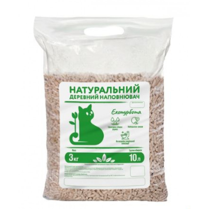 Наполнитель гигиенический натуральный на древесной основе Стандарт + для туалетов котов и кошек , 3 кг