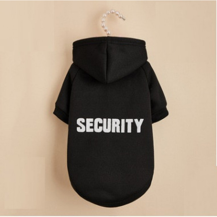 Весеннее тонкое удлиненное худи для котов и кошек "Security", черное, размер 4XL