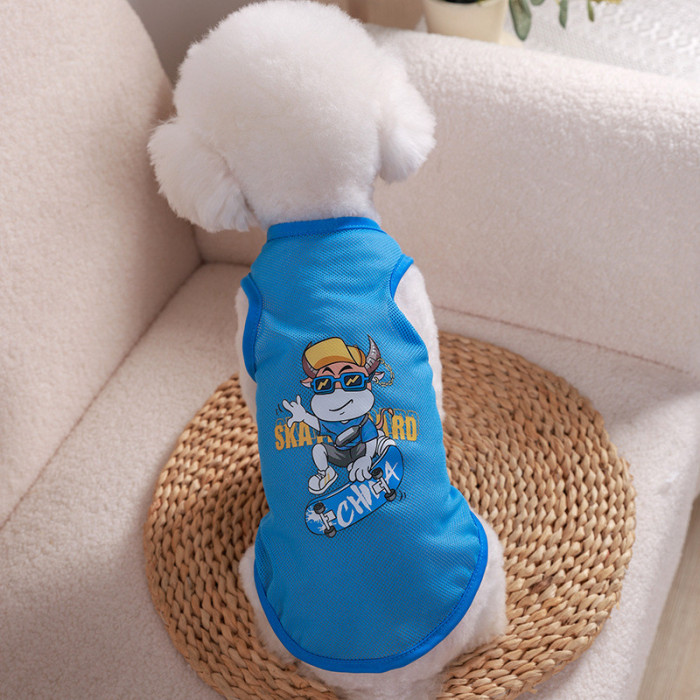 Сітчаста майка для собак "Скейт", блакитна, розмір L