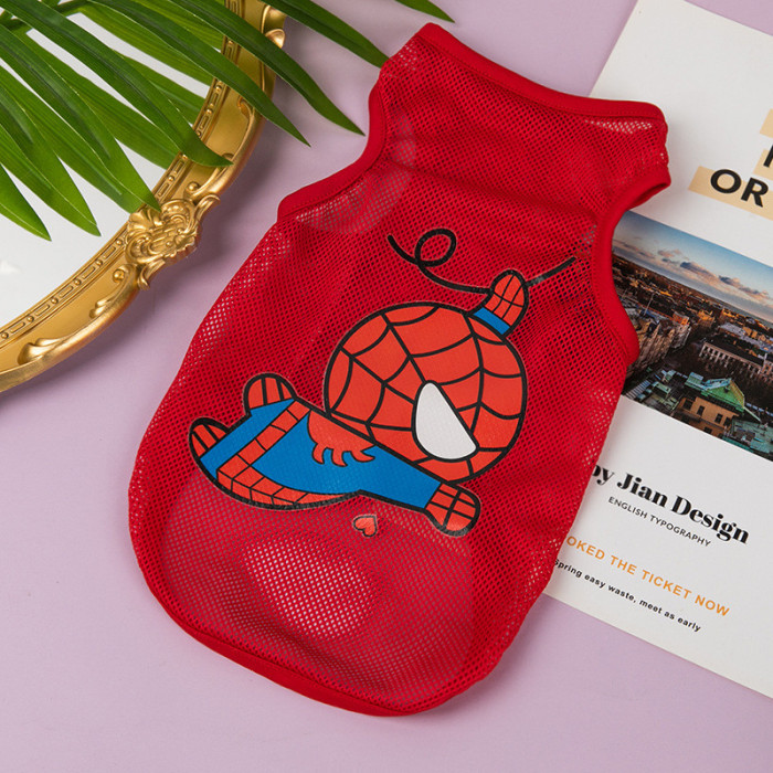 Красная сетчатая майка для котов Pet Style Spider Man легкая летняя футболка XS